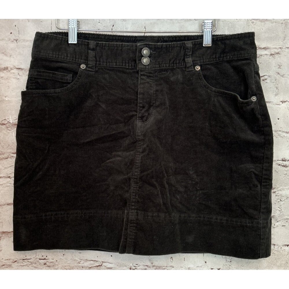 Patagonia Corduroy Mini Skirt Womens 12 Graphite Gray Stretch Organic Cotton